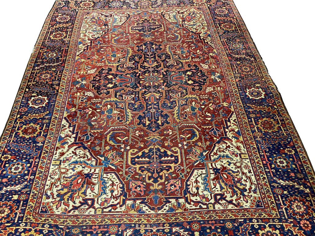9 x 12 Genuine Antique Persian Heriz Rug 1940's #F-6807