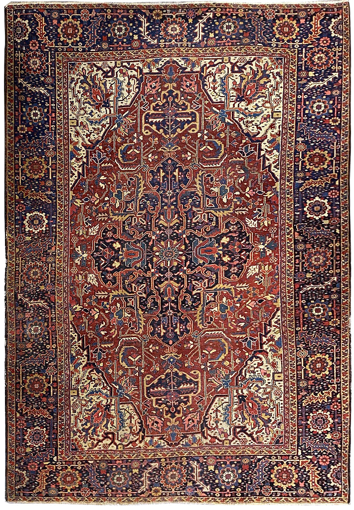 9 x 12 Genuine Antique Persian Heriz Rug 1940's #F-6807