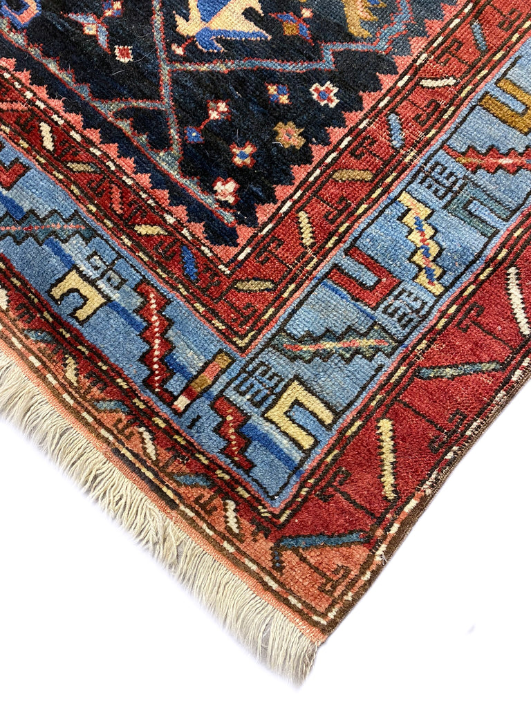 5.1 x 7.4 Semi-Antique Tribal Persian Kurd Rug Wool on Wool #F-6809