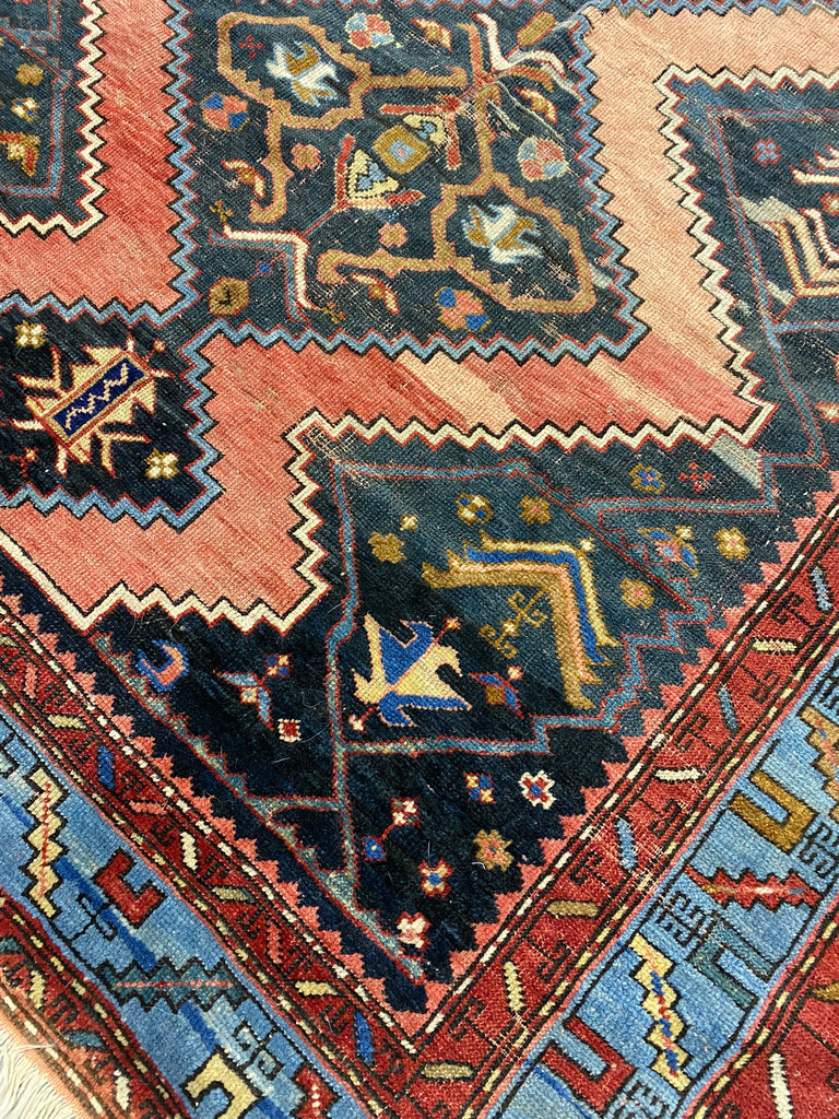 5.1 x 7.4 Semi-Antique Tribal Persian Kurd Rug Wool on Wool #F-6809