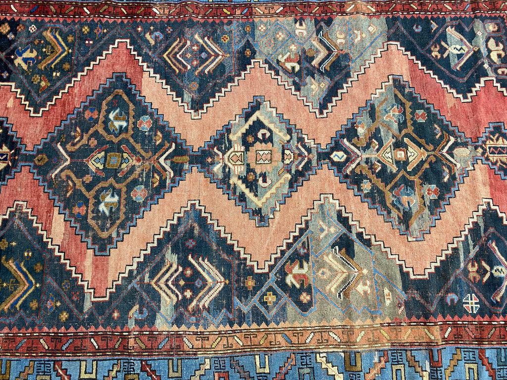 5.1 x 7.4 Semi-Antique Tribal Persian Kurd Rug Wool on Wool #F-6809