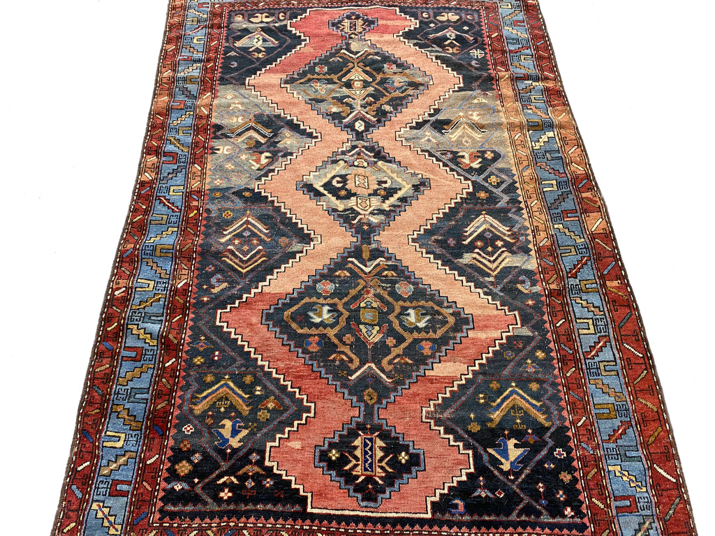 5.1 x 7.4 Semi-Antique Tribal Persian Kurd Rug Wool on Wool #F-6809