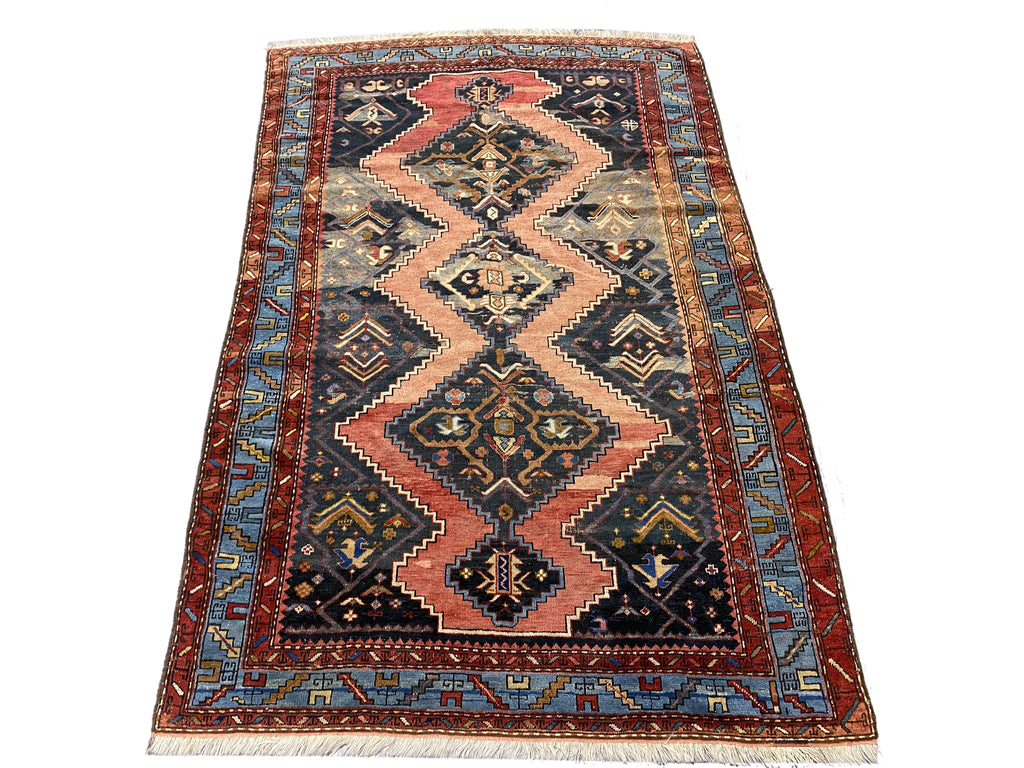 5.1 x 7.4 Semi-Antique Tribal Persian Kurd Rug Wool on Wool #F-6809