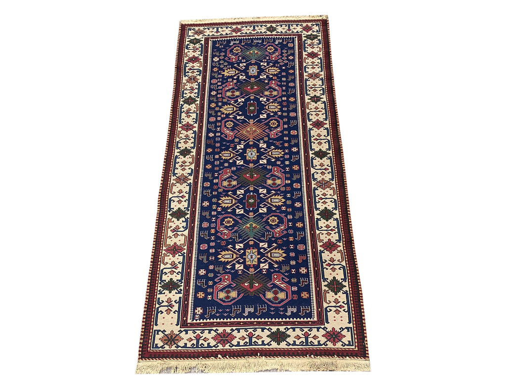 4.3 x 9.3 Semi-Antique Russia Sumak Rug #F-6810