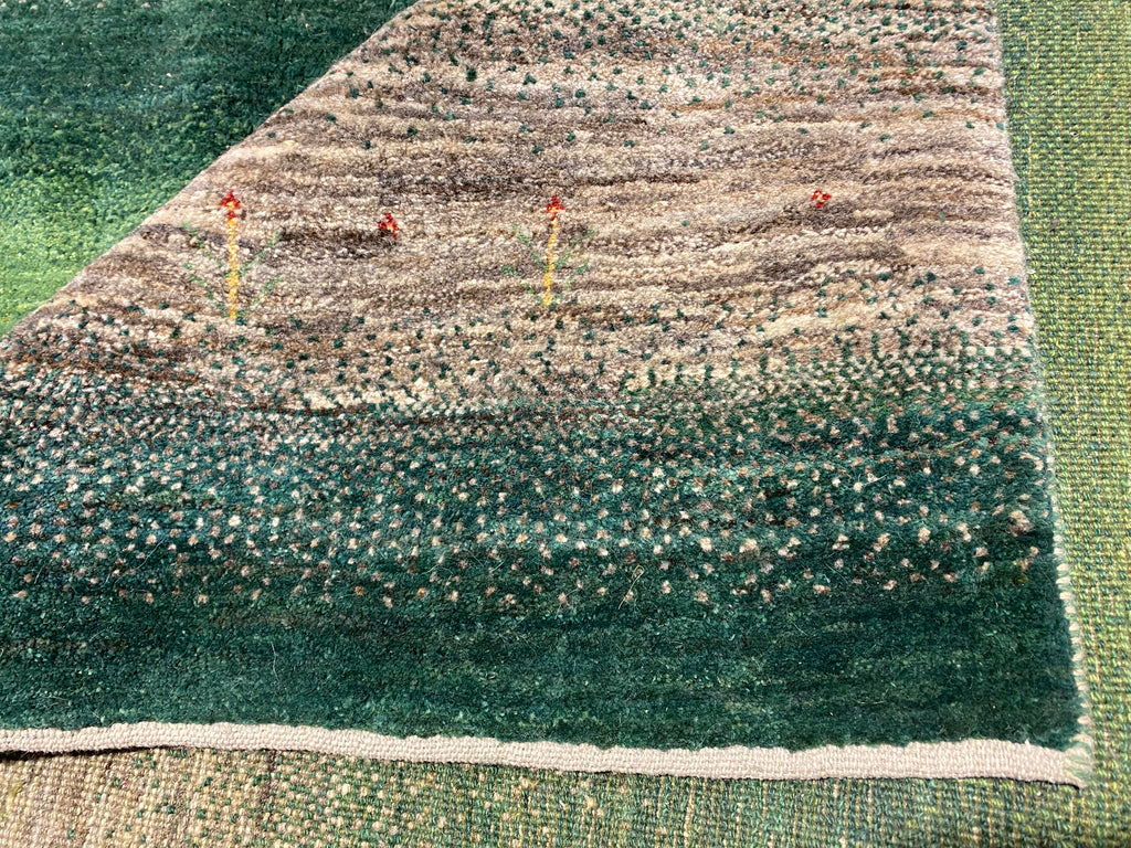 13.6 x 19.9 Oversize Contemporary Wool Handmade Rug GREEN #F-6811