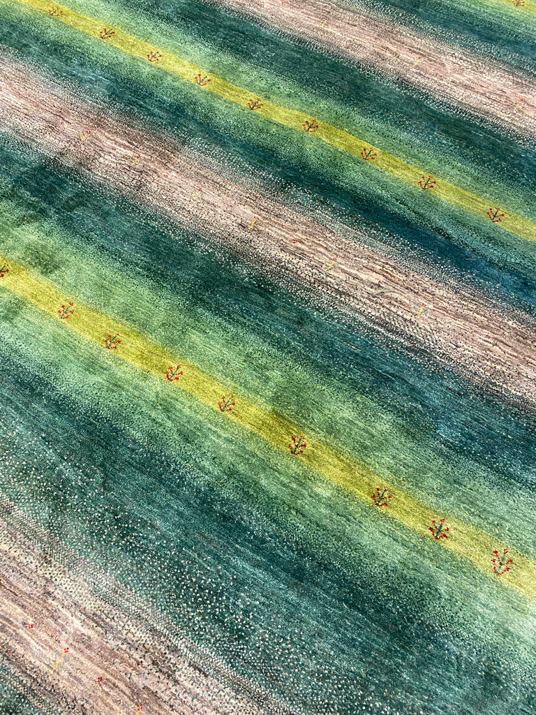 13.6 x 19.9 Oversize Contemporary Wool Handmade Rug GREEN #F-6811