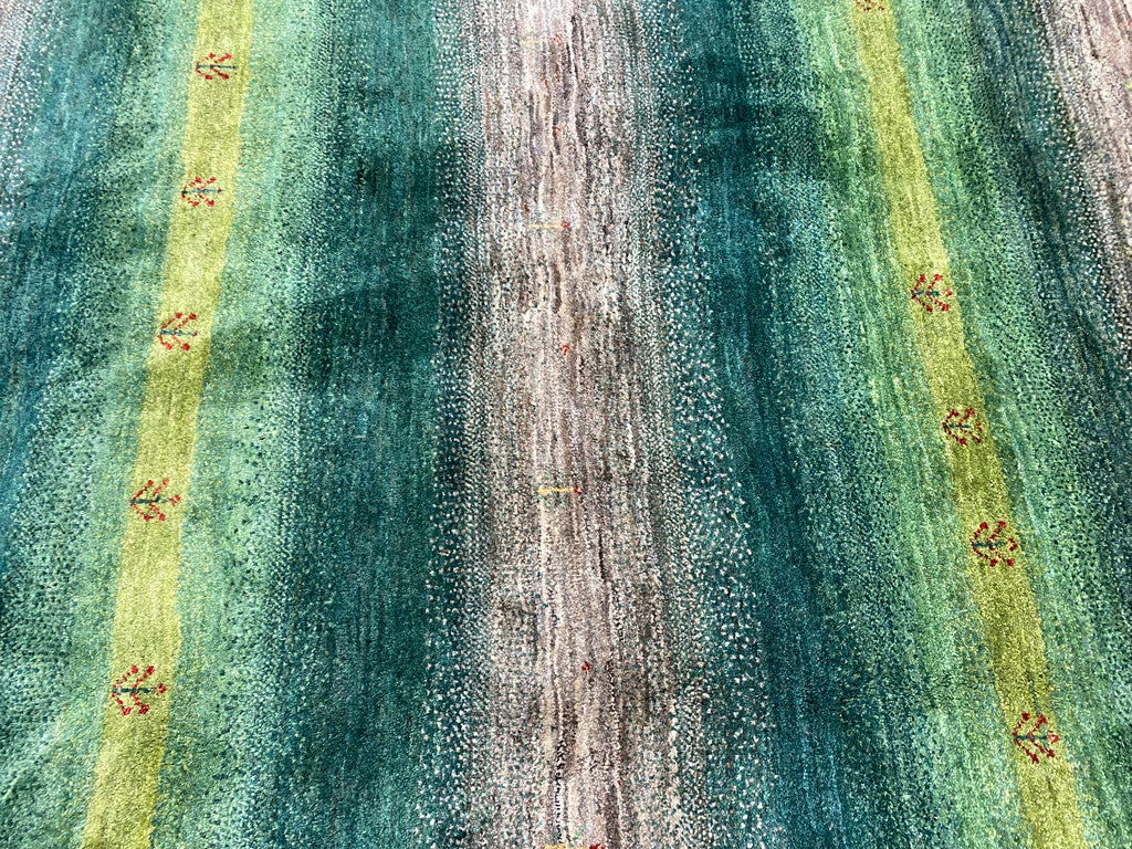 13.6 x 19.9 Oversize Contemporary Wool Handmade Rug GREEN #F-6811