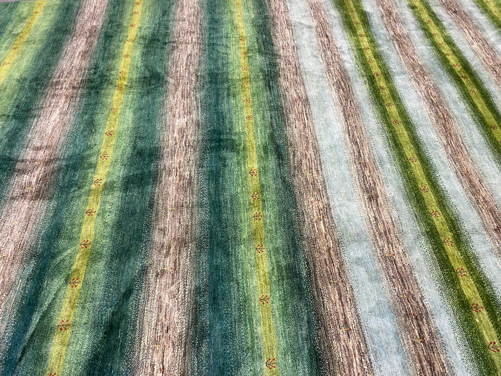 13.6 x 19.9 Oversize Contemporary Wool Handmade Rug GREEN #F-6811