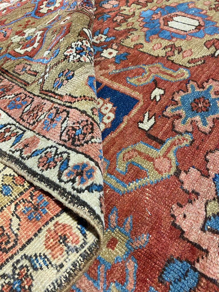 11.2 x 18.7 Authentic Antique Persian Heriz Karaja Carpet Special Rug #B-79581