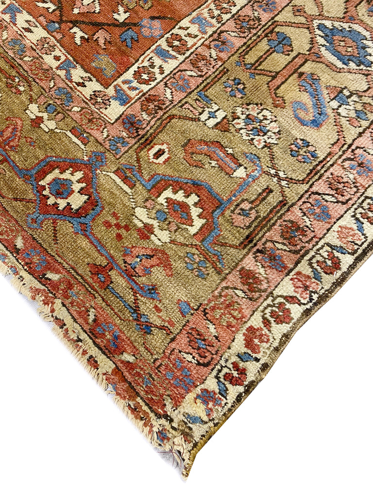 11.2 x 18.7 Authentic Antique Persian Heriz Karaja Carpet Special Rug #B-79581