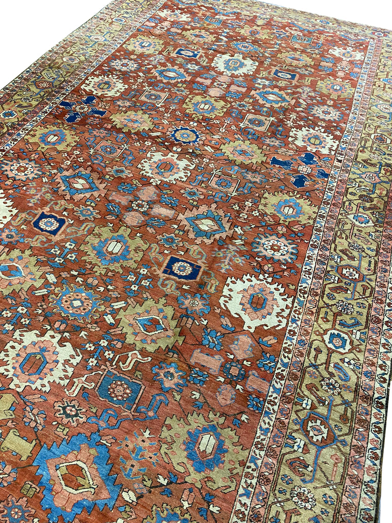 11.2 x 18.7 Authentic Antique Persian Heriz Karaja Carpet Special Rug #B-79581