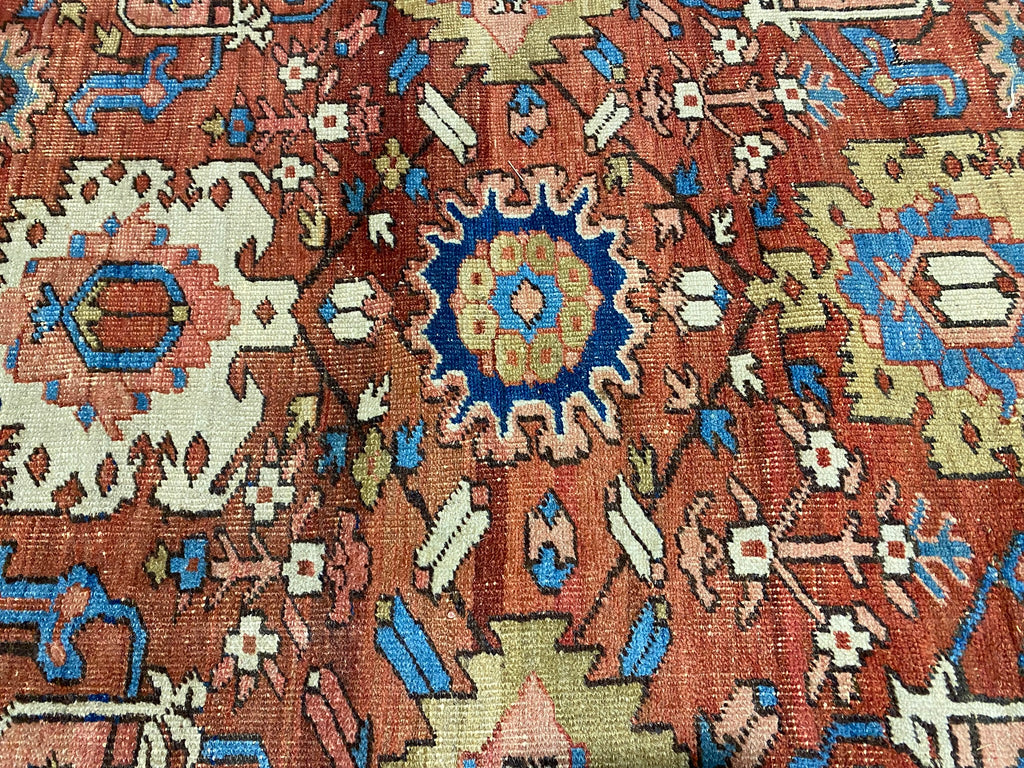 11.2 x 18.7 Authentic Antique Persian Heriz Karaja Carpet Special Rug #B-79581