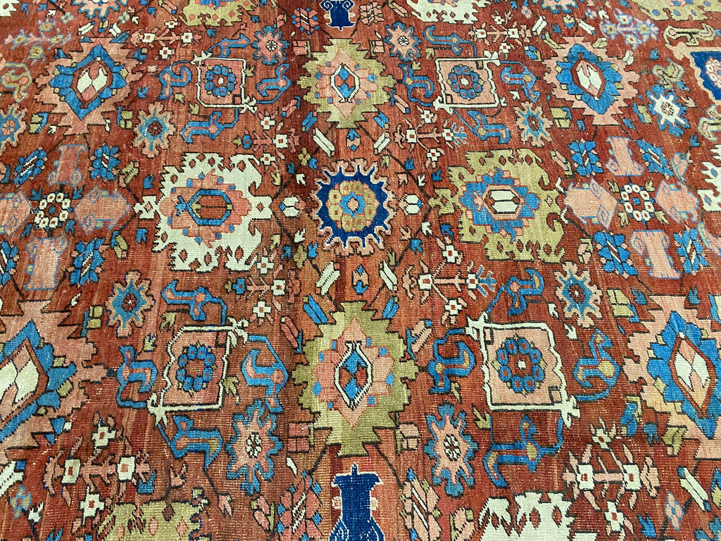 11.2 x 18.7 Authentic Antique Persian Heriz Karaja Carpet Special Rug #B-79581