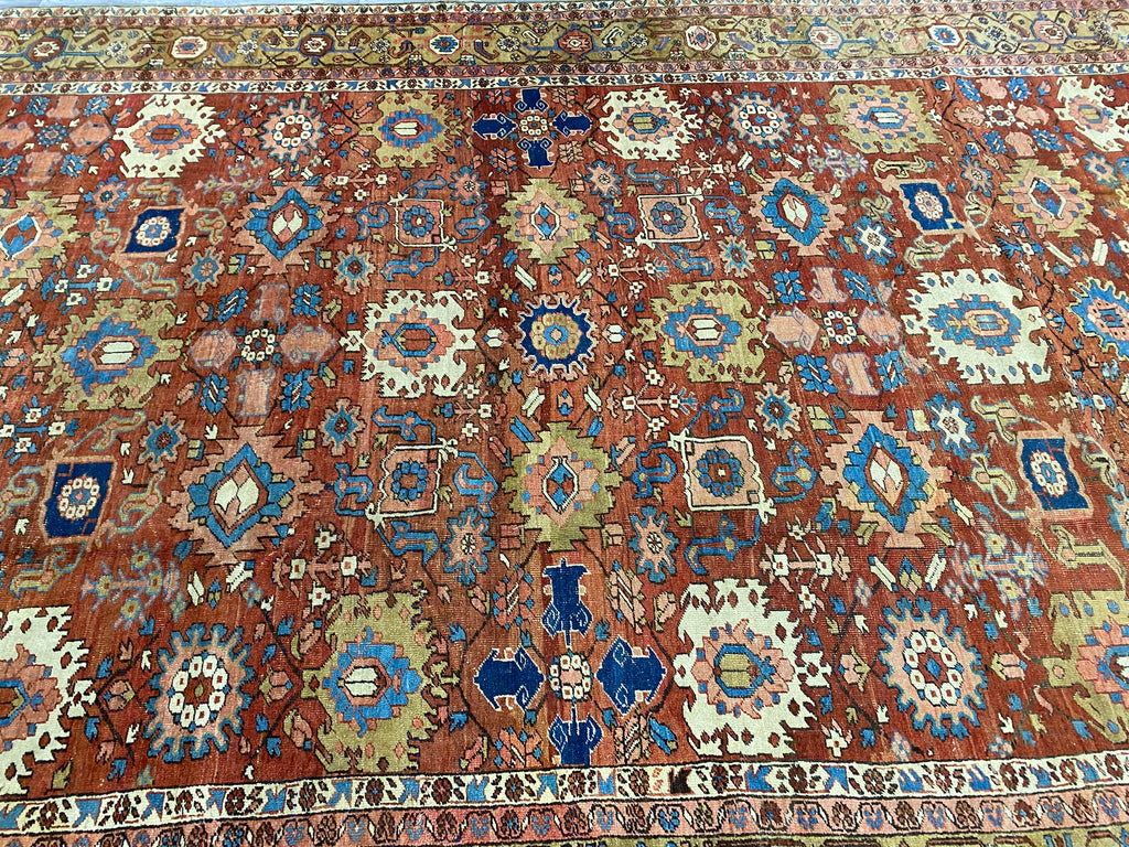 11.2 x 18.7 Authentic Antique Persian Heriz Karaja Carpet Special Rug #B-79581