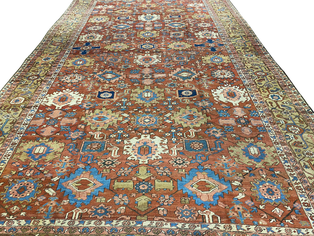 11.2 x 18.7 Authentic Antique Persian Heriz Karaja Carpet Special Rug #B-79581