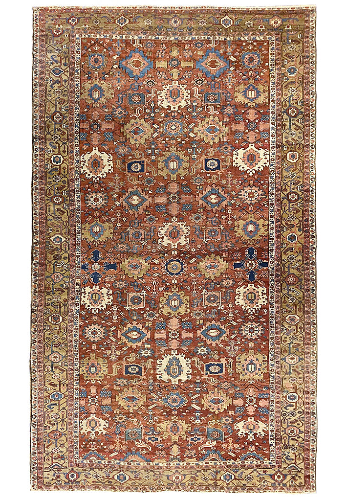 11.2 x 18.7 Authentic Antique Persian Heriz Karaja Carpet Special Rug #B-79581