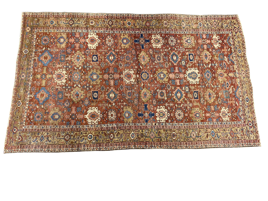 11.2 x 18.7 Authentic Antique Persian Heriz Karaja Carpet Special Rug #B-79581