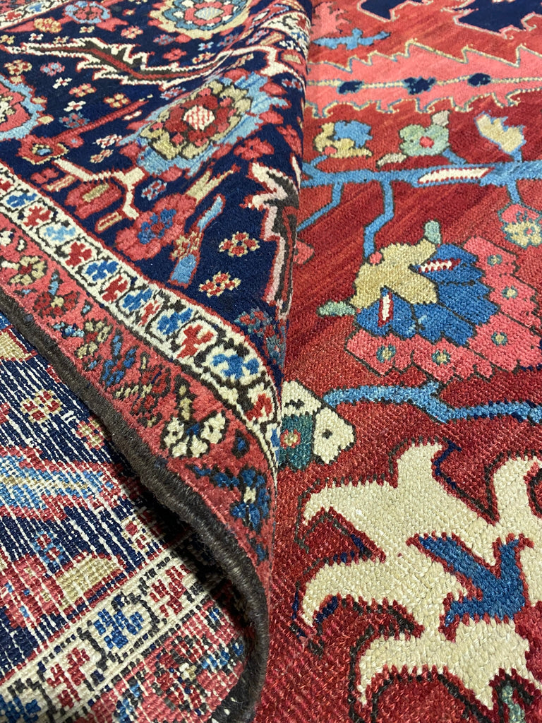 12.2 x 21.2 Authentic Persian Serapi Heriz Large Rug 1930's #PIX-12132