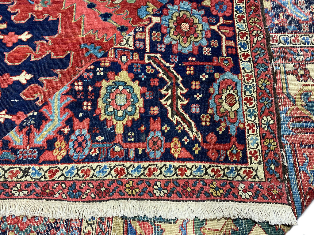 12.2 x 21.2 Authentic Persian Serapi Heriz Large Rug 1930's #PIX-12132
