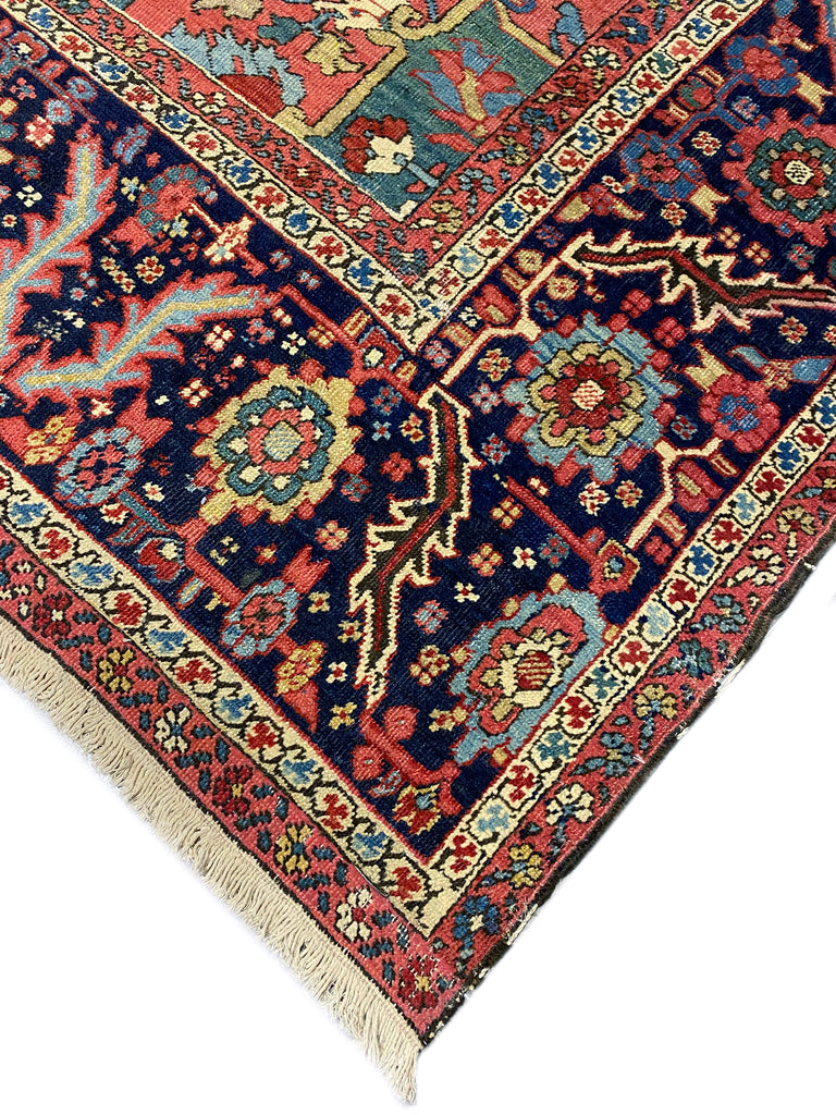 12.2 x 21.2 Authentic Persian Serapi Heriz Large Rug 1930's #PIX-12132