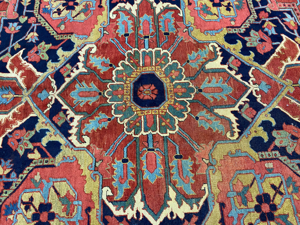 12.2 x 21.2 Authentic Persian Serapi Heriz Large Rug 1930's #PIX-12132