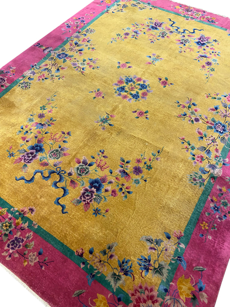 9.10 x 13.6 Art Deco Antique Chinese Rug 1940's #F-6812