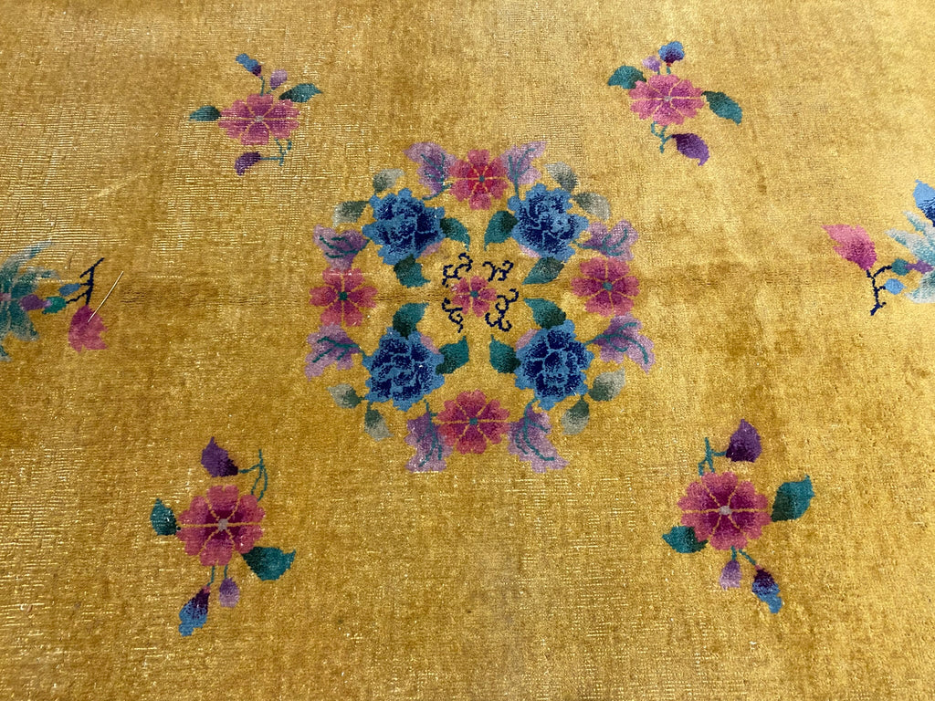 9.10 x 13.6 Art Deco Antique Chinese Rug 1940's #F-6812