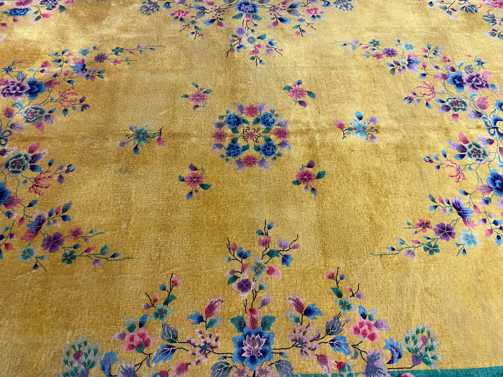 9.10 x 13.6 Art Deco Antique Chinese Rug 1940's #F-6812