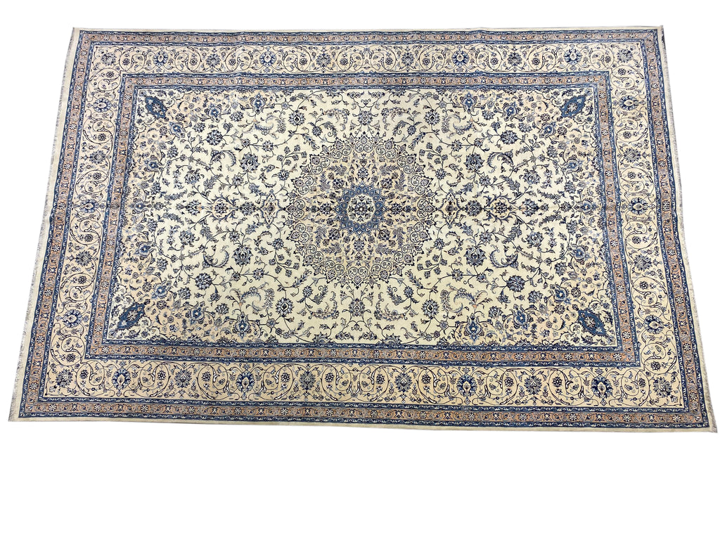 12.7 x 19.2 Authentic Persian Nain Rug Wool and Silk #PIX-122