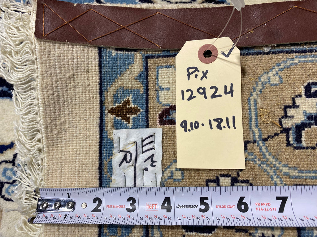 9.10 x 18.11 Large Oversize Persian Nain Rug Wool and Silk Handmade Iran #PIX-12924