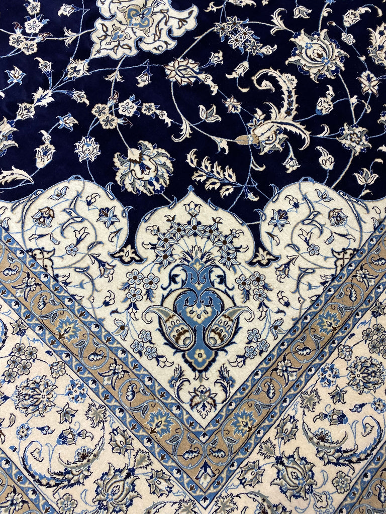 9.10 x 18.11 Large Oversize Persian Nain Rug Wool and Silk Handmade Iran #PIX-12924