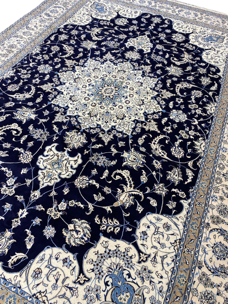 9.10 x 18.11 Large Oversize Persian Nain Rug Wool and Silk Handmade Iran #PIX-12924
