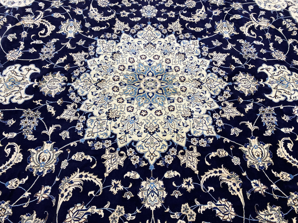 9.10 x 18.11 Large Oversize Persian Nain Rug Wool and Silk Handmade Iran #PIX-12924