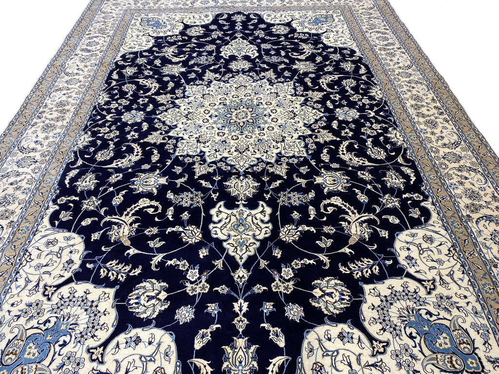 9.10 x 18.11 Large Oversize Persian Nain Rug Wool and Silk Handmade Iran #PIX-12924