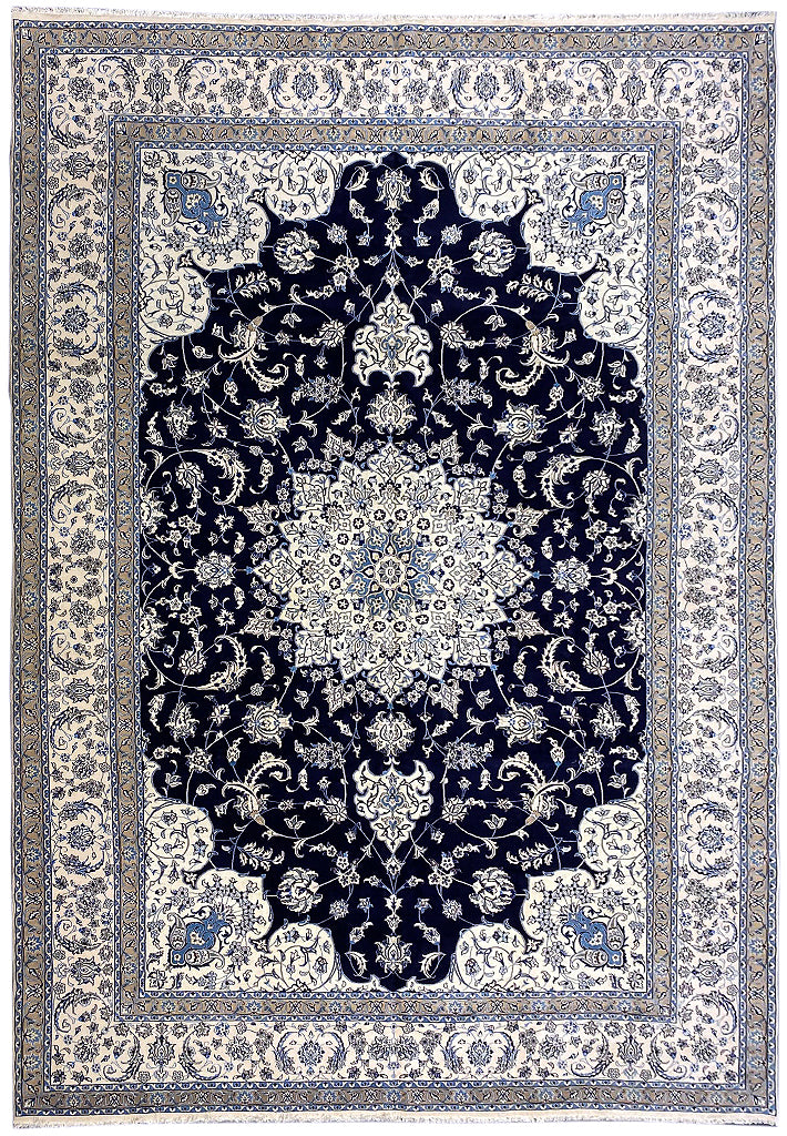 9.10 x 18.11 Large Oversize Persian Nain Rug Wool and Silk Handmade Iran #PIX-12924