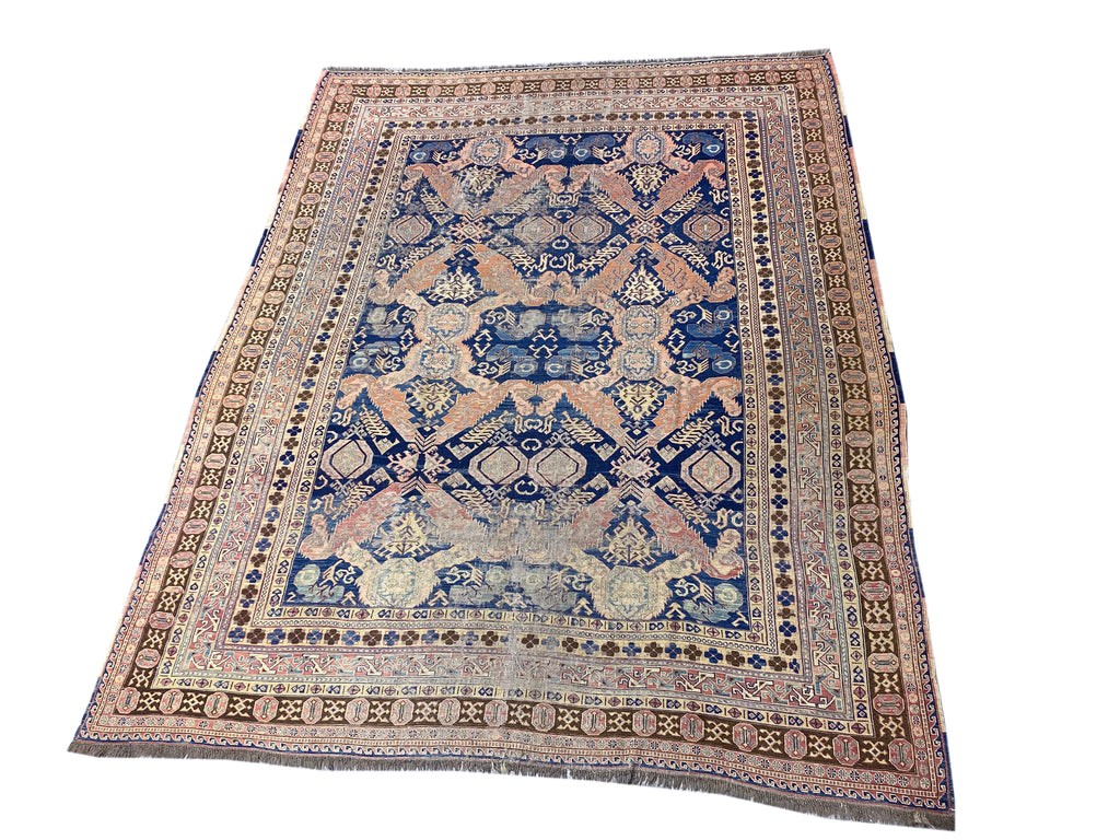 7.4 x 9.5 Antique Russian Tribal Rug #F-6815