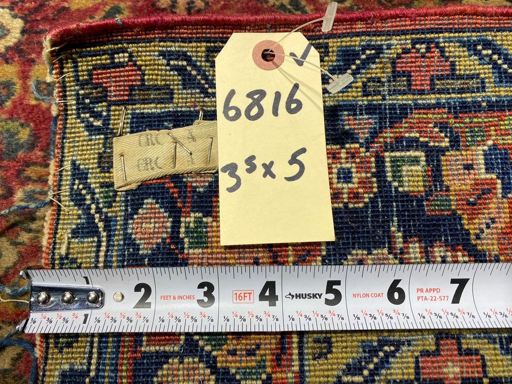 3.5 x 5 Antique Persian Sarouk Rug #F-6816