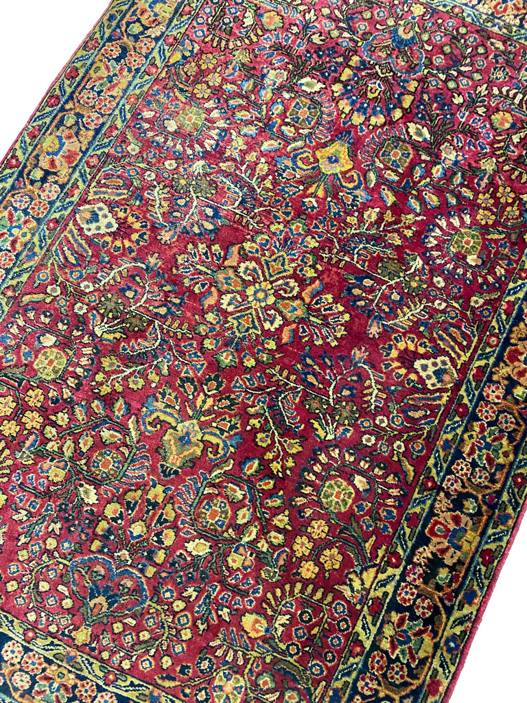 3.5 x 5 Antique Persian Sarouk Rug #F-6816