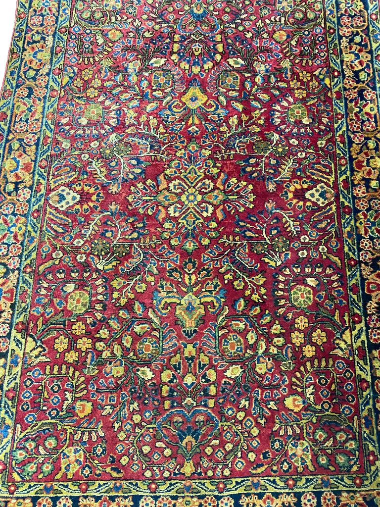 3.5 x 5 Antique Persian Sarouk Rug #F-6816