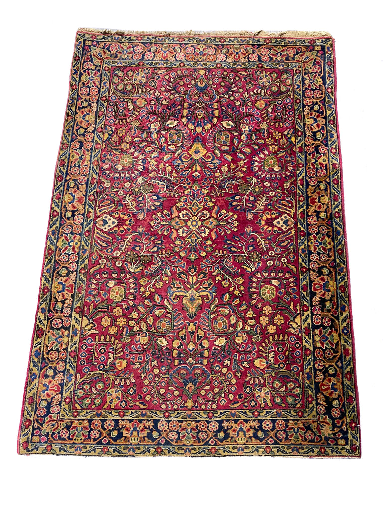 3.5 x 5 Antique Persian Sarouk Rug #F-6816