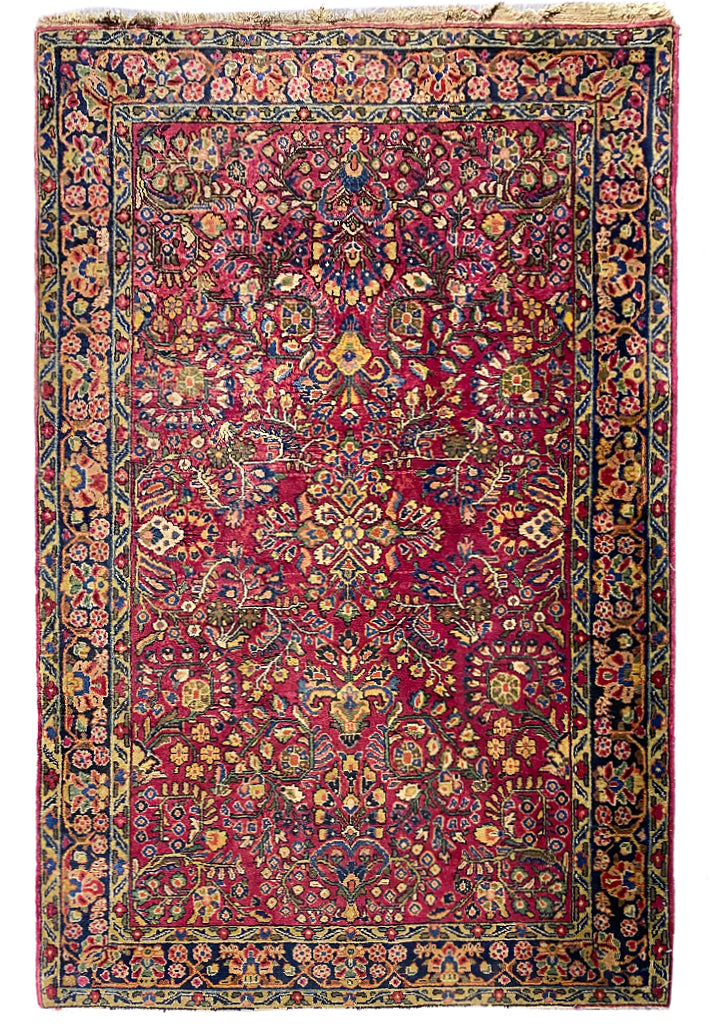 3.5 x 5 Antique Persian Sarouk Rug #F-6816