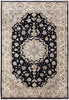 Load image into Gallery viewer, 5.9 x 8.9 Wool and Silk Quality Handmade Rug BLACK #PIX-8527