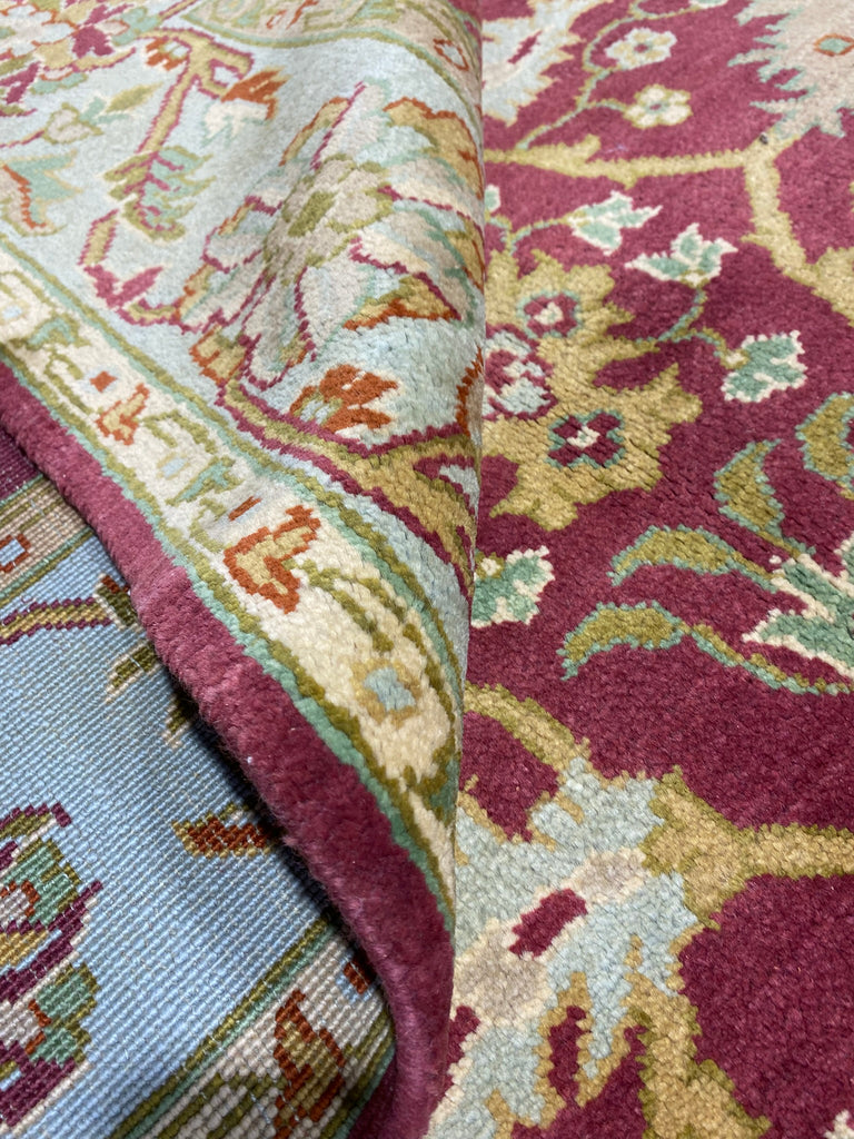 6' x 9' New Handmade Wool Rug Burgundy Green #PIX-5177