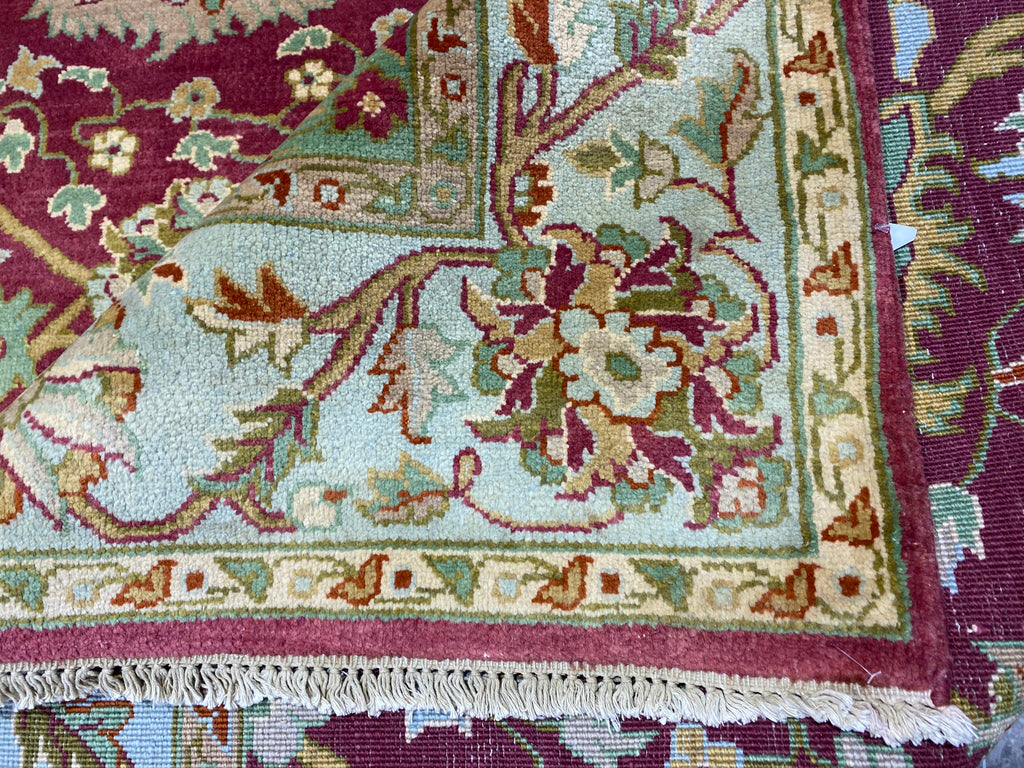 6' x 9' New Handmade Wool Rug Burgundy Green #PIX-5177