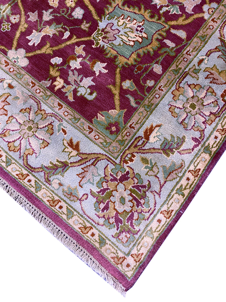 6' x 9' New Handmade Wool Rug Burgundy Green #PIX-5177