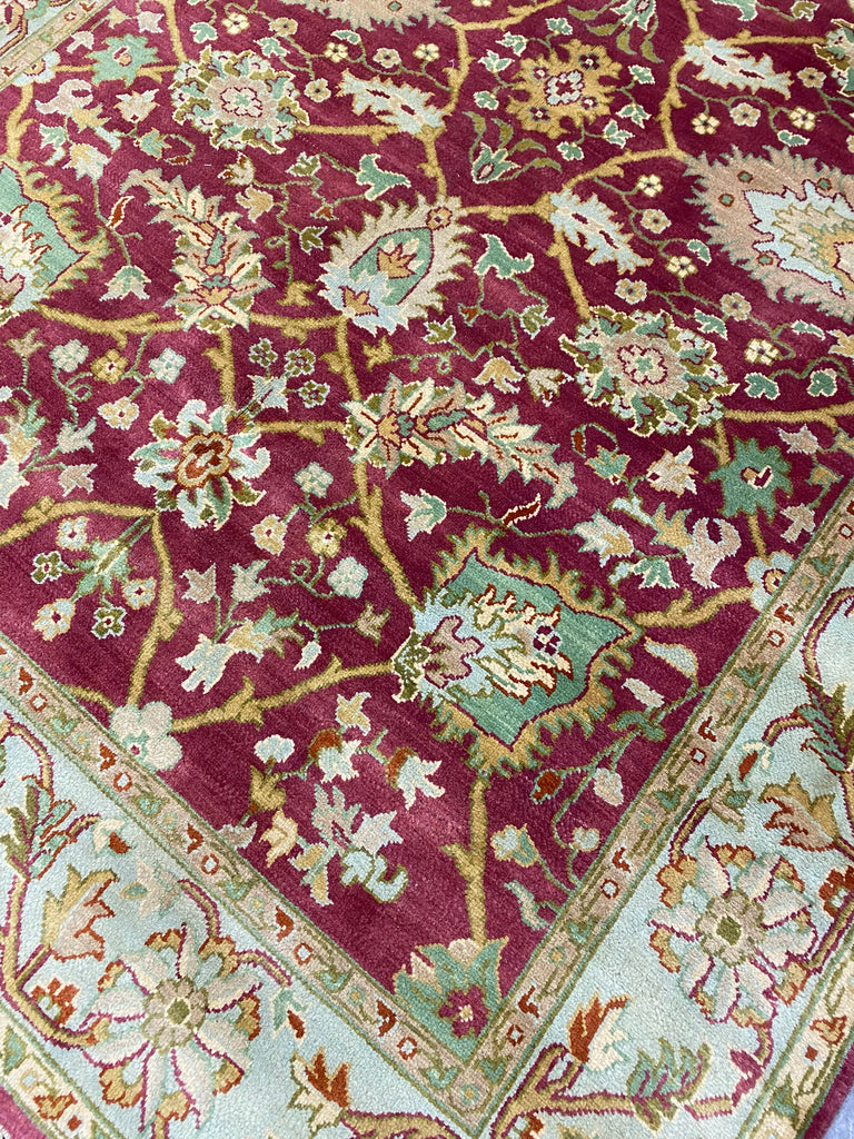 6' x 9' New Handmade Wool Rug Burgundy Green #PIX-5177