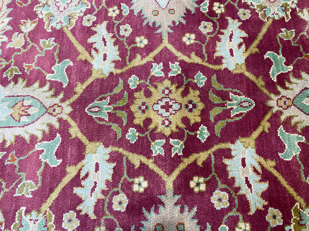 6' x 9' New Handmade Wool Rug Burgundy Green #PIX-5177
