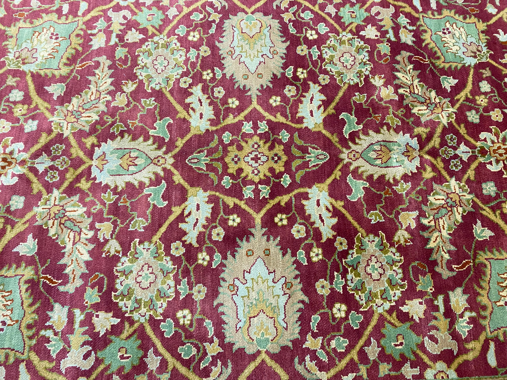 6' x 9' New Handmade Wool Rug Burgundy Green #PIX-5177