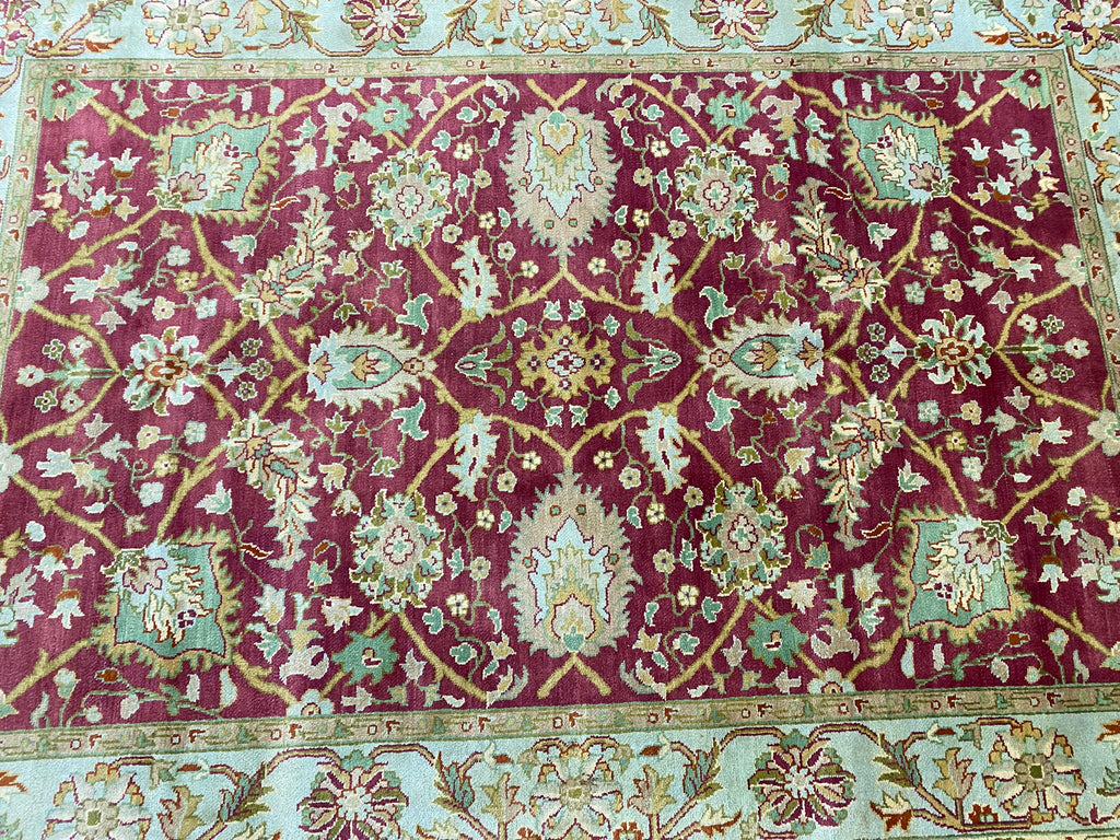 6' x 9' New Handmade Wool Rug Burgundy Green #PIX-5177