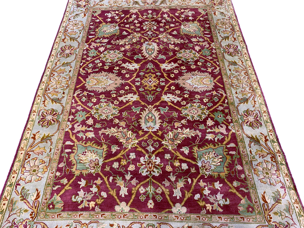 6' x 9' New Handmade Wool Rug Burgundy Green #PIX-5177